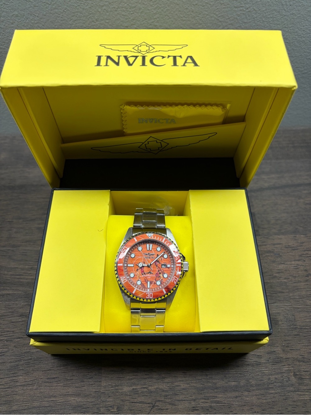 Invicta Men's Stainless Steel Watch with Orange Dial